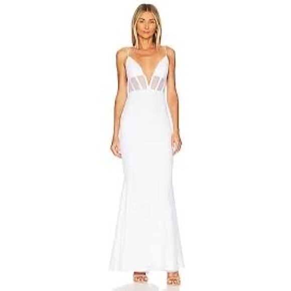 Nookie Sade Mesh Gown White Size Medium Sexy Formal Evening Dress - Picture 1 of 10